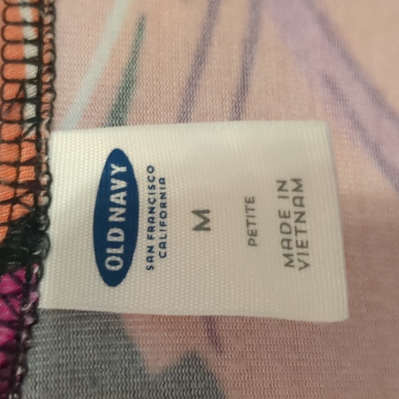 🌹3/15🌹OLD NAVY Black Orange Pink Stretchy Wrap Dress Medium Petite - Picture 4 of 4